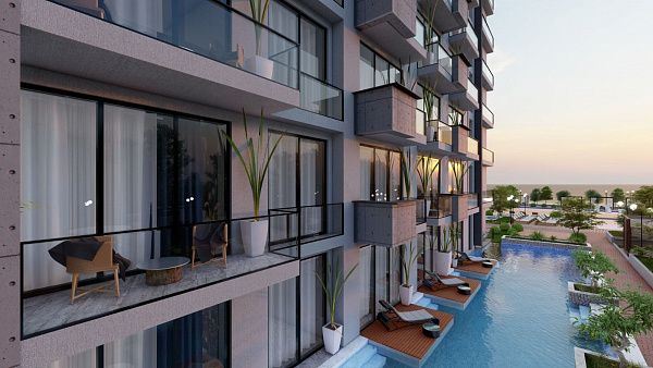 Студия 50 м2 с балконом в масштабном курортном комплексе в Газиверене