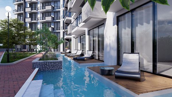 Студия 50 м2 с балконом в масштабном курортном комплексе в Газиверене