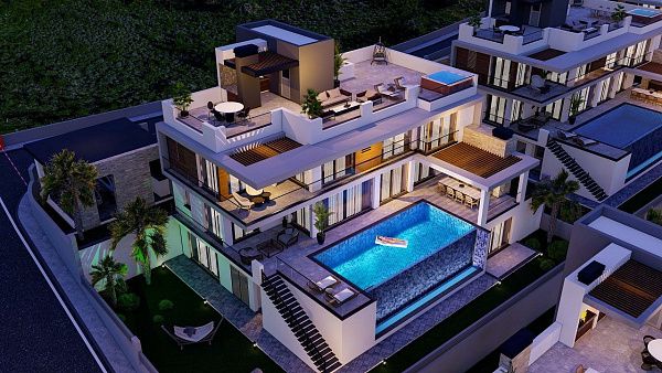Роскошная вилла 6+2 (507 м2) с бассейном в новом комплексе в Лапте