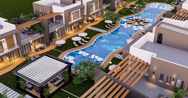 Квартира 2+1 (90 м2) с террасой (25 м2) в красивом комплексе в Искеле