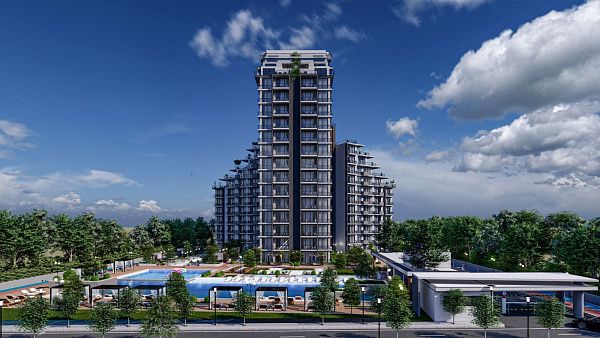 Двухкомнатная квартира 70 м2 с балконом в курортном комплексе рядом с морем