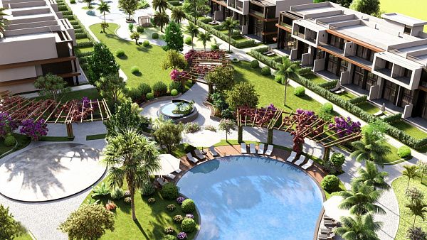 Квартира 3+1 Duplex 175 м2 с террасой и садом в новом комплексе в Искеле