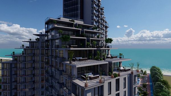 Двухкомнатная квартира 70 м2 с балконом в курортном комплексе рядом с морем