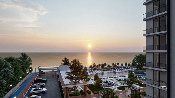 Двухкомнатная квартира 70 м2 с балконом в курортном комплексе рядом с морем