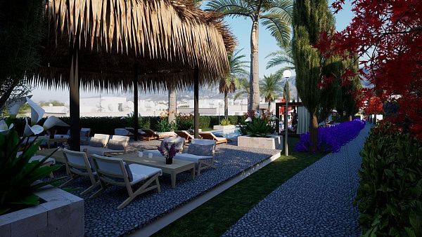 3-комнатные апартаменты 80 м2 с террасой и садом в новом комплексе в Алсанджаке