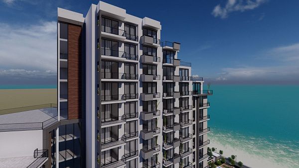 Двухкомнатная квартира 70 м2 с балконом в курортном комплексе рядом с морем