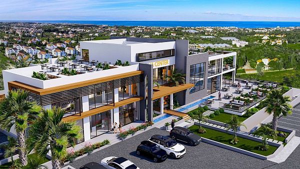Студия 60 м2 с собственным садом 10 м2 в новом комплексе с видом на море и горы 