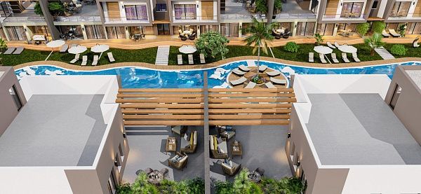 Квартира 2+1 (90 м2) с террасой (25 м2) в красивом комплексе в Искеле