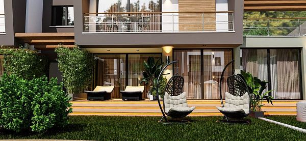 Квартира 2+1 (90 м2) с террасой (75 м2) в красивом комплексе в Искеле