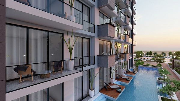 Студия 50 м2 с балконом в масштабном курортном комплексе в Газиверене