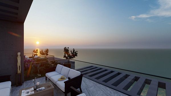 Двухкомнатная квартира 70 м2 с балконом в курортном комплексе рядом с морем