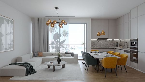 3-комнатные апартаменты 80 м2 с садом 91 м2 в 650 метрах от моря