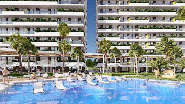 3-комнатные апартаменты 96 м2 в 600 метрах от пляжа "Лонг бич"