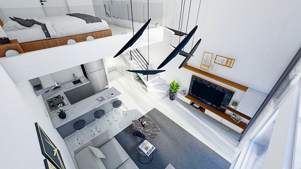 2-комнатные апартаменты loft 56 м2 в новом комплексе в 600 метрах от пляжа