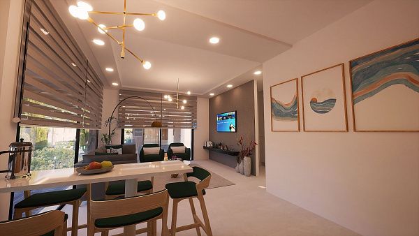 3-комнатные апартаменты 80 м2 с террасой и садом в новом комплексе в Алсанджаке