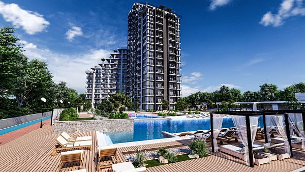 Двухкомнатная квартира 70 м2 с балконом в курортном комплексе рядом с морем