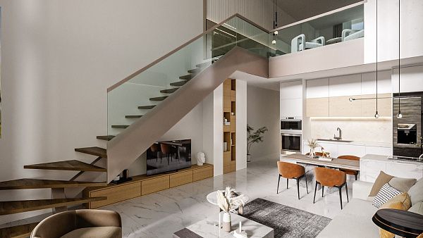 3-комнатные loft пентзаус 88 м2 c террасой на крыше 55 м2 и видом на море в спокойном районе Карпаса