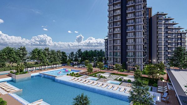 Двухкомнатная квартира 70 м2 с балконом в курортном комплексе рядом с морем