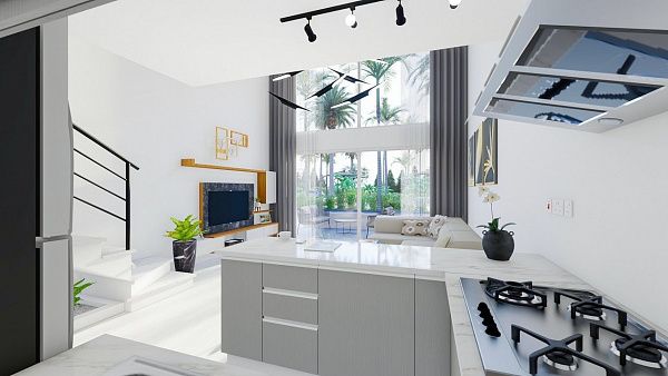 2-комнатные апартаменты loft 56 м2 в новом комплексе в 600 метрах от пляжа
