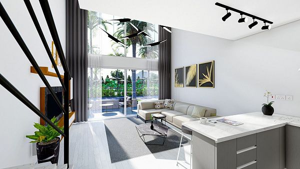 2-комнатные апартаменты loft 56 м2 в новом комплексе в 600 метрах от пляжа