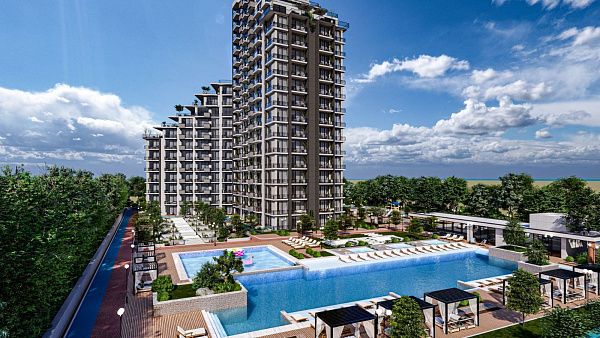 Двухкомнатная квартира 70 м2 с балконом в курортном комплексе рядом с морем